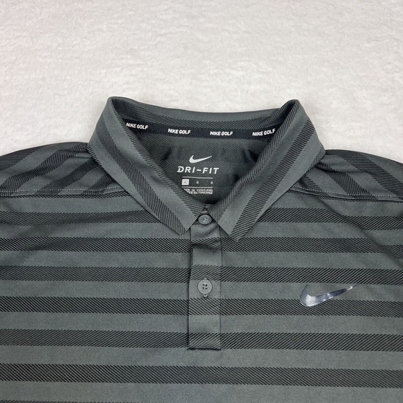 Nike Other - Nike Golf Men’s Large Black Dri-Fit Stripe Short Sleeve Polo Shirt*READ
